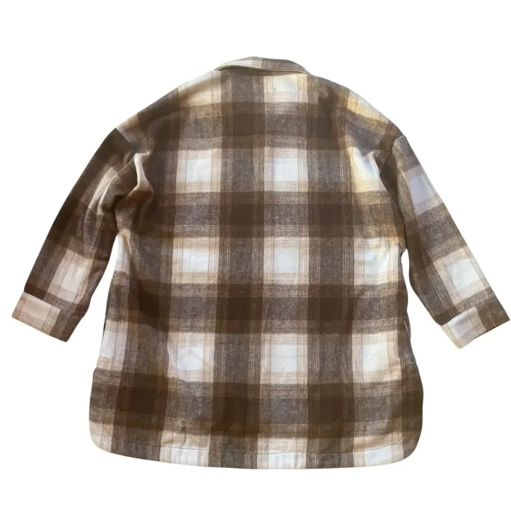 Banana Republic Plaid Shirt Jacket Size XXL Brushed Knit Pockets Oversized